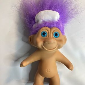 Troll doll vintage purple hair hat t n t 1991 4”